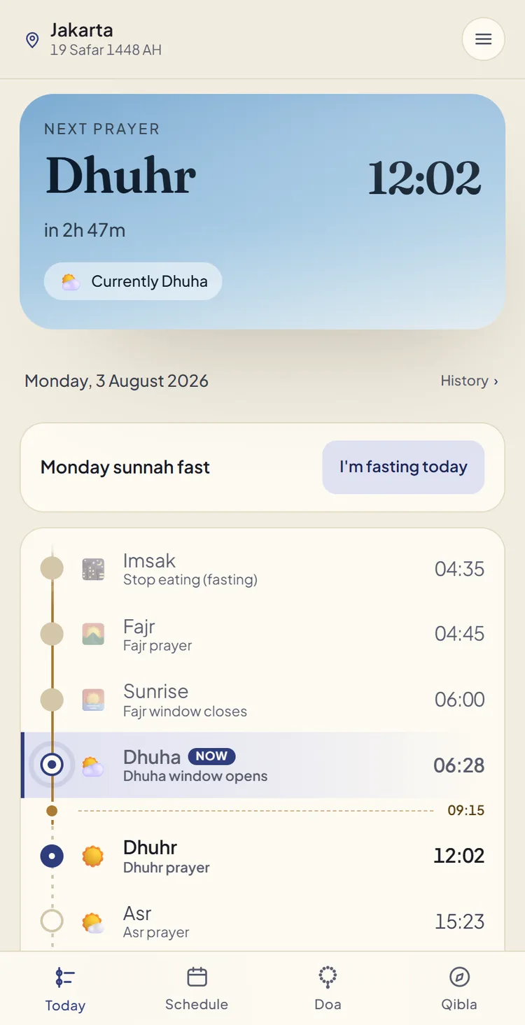 Five Prayers A Day on a phone