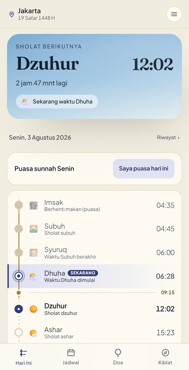 Five Prayers A Day on a phone