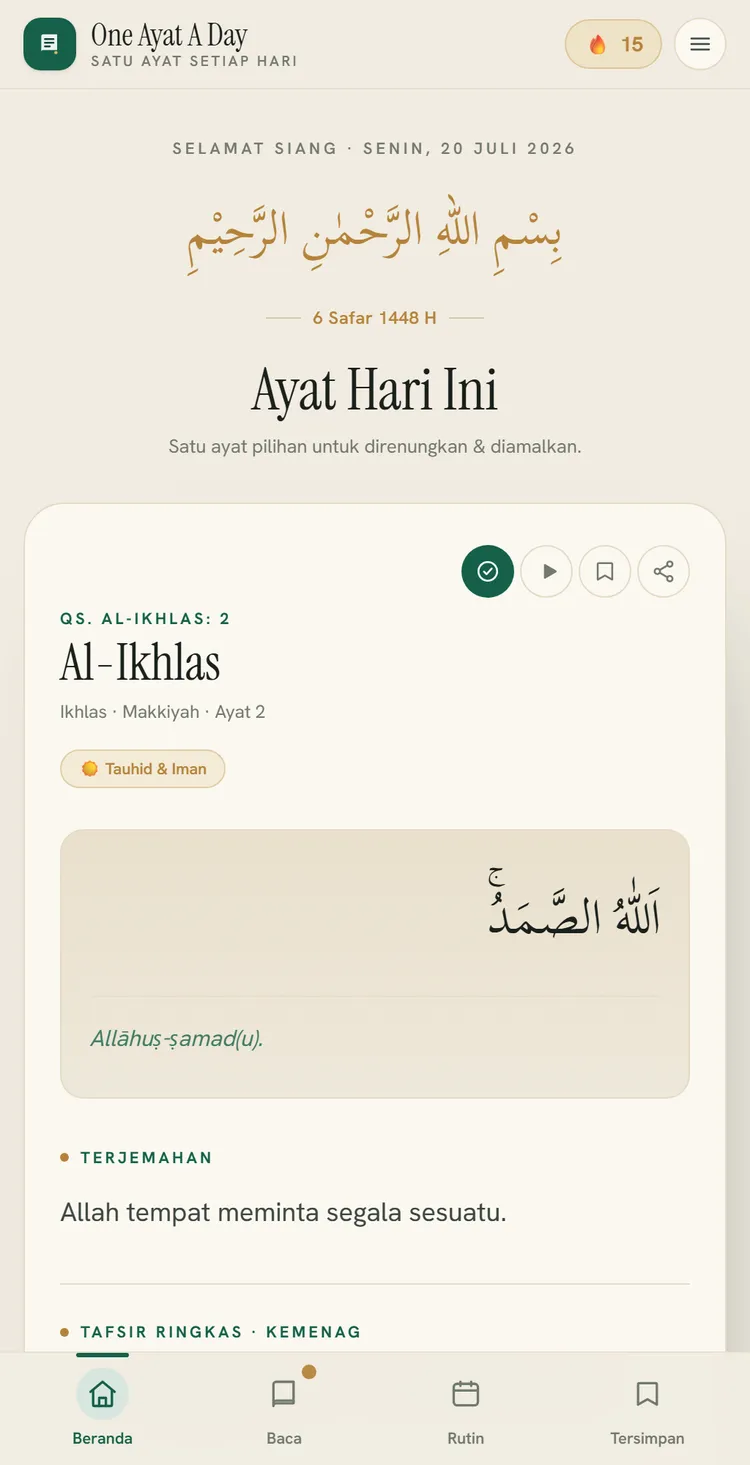One Ayat A Day on a phone