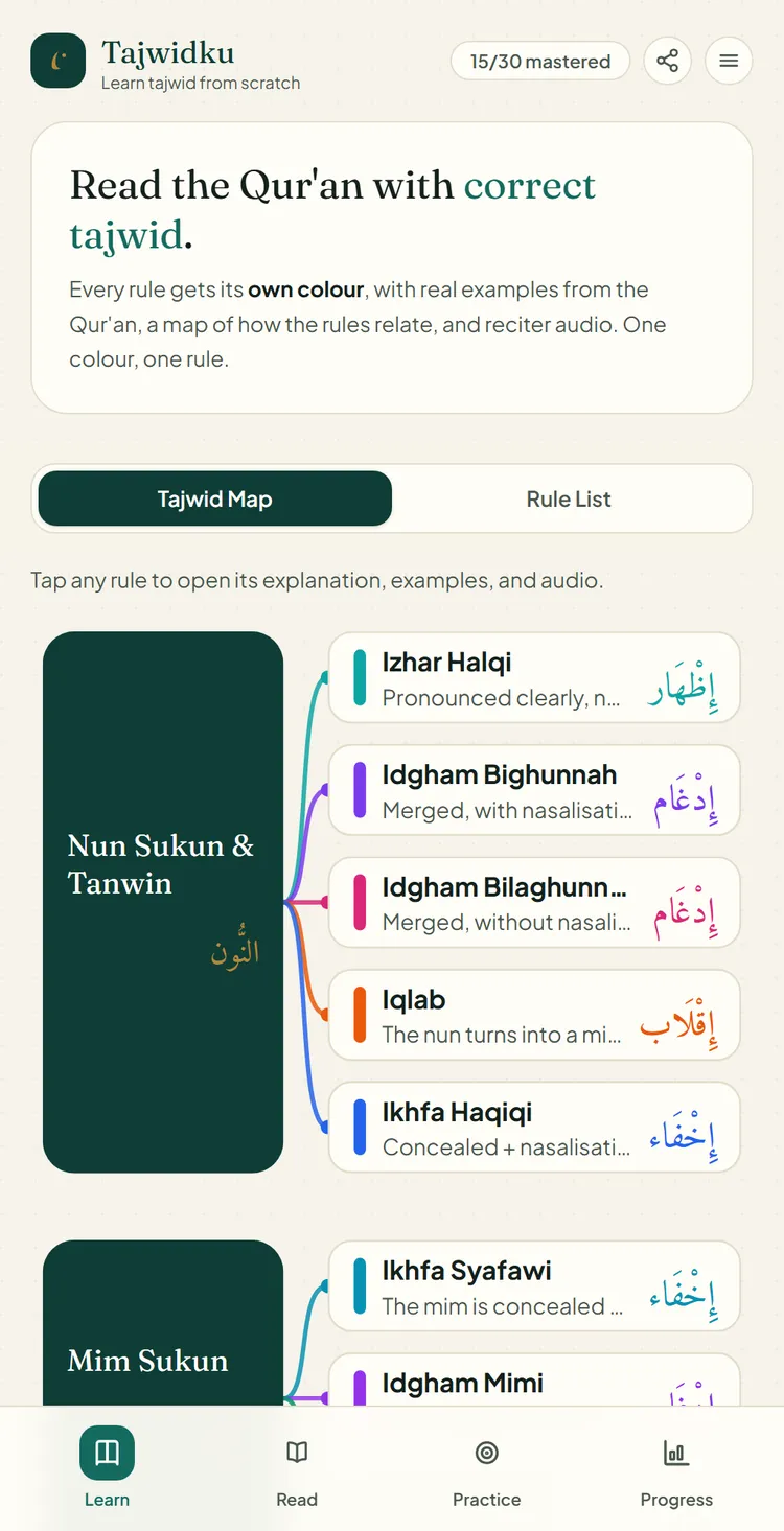 Tajwidku on a phone