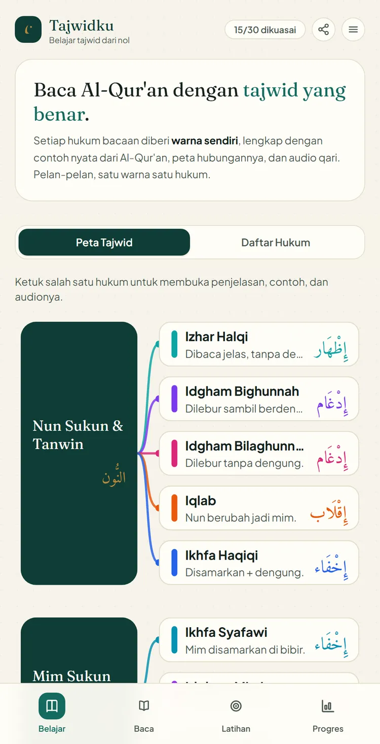 Tajwidku on a phone